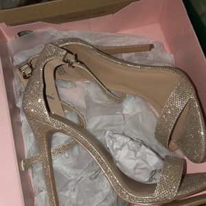 Gold glitter heels